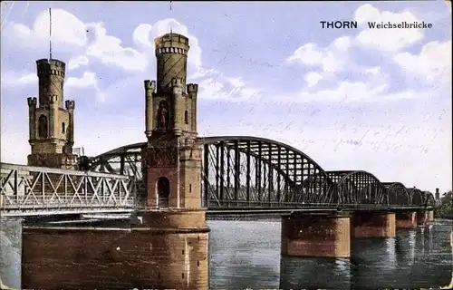 Ak Toruń Thorn Westpreußen, Weichselbrücke