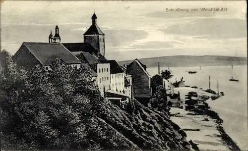 Ak Grudziądz Graudenz Westpreußen, Schlossberg am Weichselufer