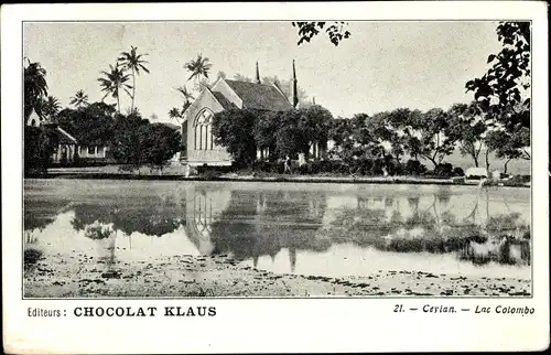 Ak Ceylon Sri Lanka, Lac Colombo, Chocolat Klaus