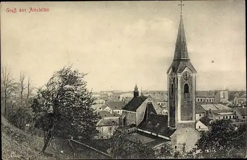 Ak Amstetten in Niederösterreich, Teilansicht mit Kirche