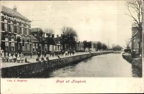 Ak Hoogkerk Groningen, Straßenpartie, Kanal
