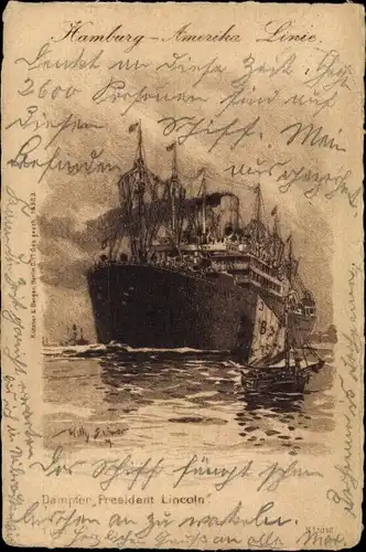 Künstler Ak Stöwer, W., Dampfer President Lincoln, HAPAG