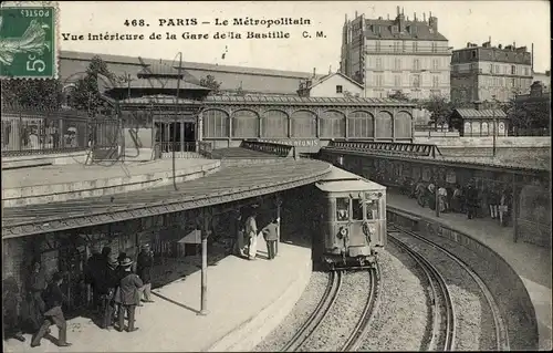 Ak Paris, Le Metropolitain, La Gare de la Bastille
