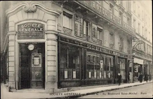 Ak Paris, Société Générale, Boulevard Saint Michel