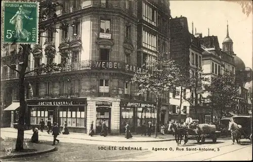 Ak Paris IV, Société Générale, Rue Saint Antoine