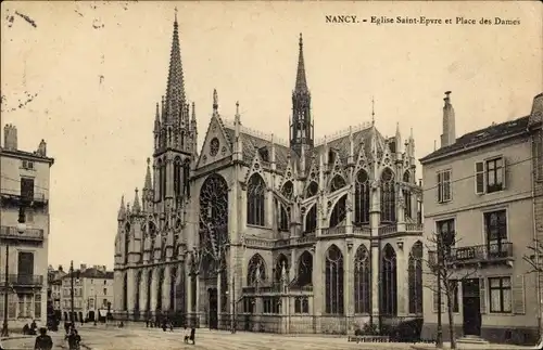 Ak Nancy Meurthe et Moselle, Église Saint Epvre et Place des Dames