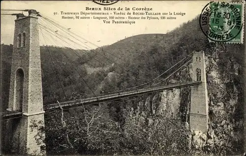 Ak Correze, Viaduc de Roche Taillads sur la Luzège, Panoramablick