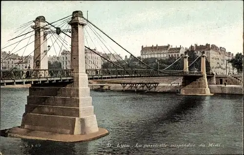 Ak Lyon Rhône, La passerelle suspendue du Midi