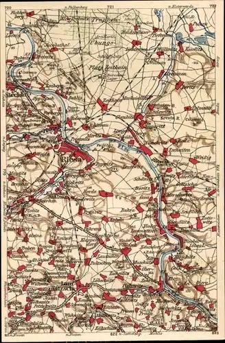 Landkarten Ak Riesa, Truppenübungsplatz Zeithain, Lommatzsch