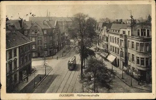 Ak Duisburg im Ruhrgebiet, Mülheimer Straße, Straßenbahn