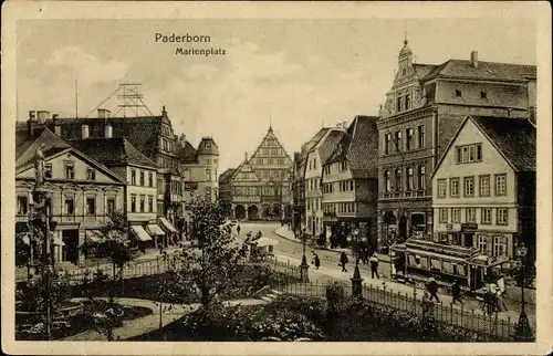 Ak Paderborn in Westfalen, Marienplatz, Straßenbahn