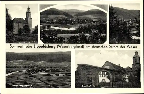 Ak Lippoldsberg Bodenfelde in Niedersachsen, Kirche, Panorama vom Ort, Weserbergland, Am Klostertor