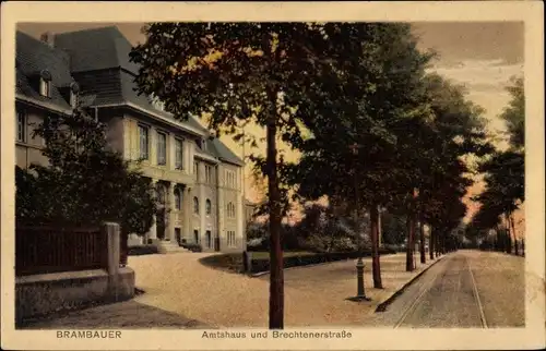 Ak Brambauer Lünen in Westfalen, Amtshaus und Brechtener Straße