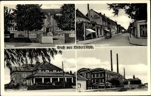 Ak Elsdorf im Rheinland, Schule, Zuckerfabrik, Jugendheim, Straßenpartie, Hotel