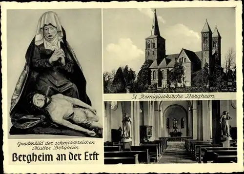 Ak Bergheim an der Erft, St. Remigiuskirche, Gnadenbild der schmerzreichen Mutter, Innenansicht