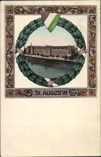 Passepartout Ak Sankt Augustin Nordrhein Westfalen, Gymnasium, Kranz, Wappen