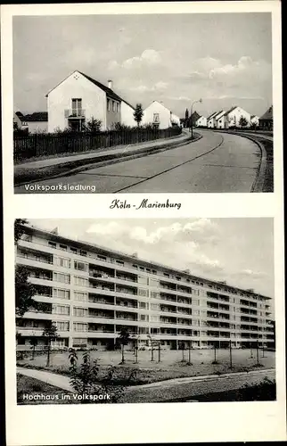 Ak Marienburg Köln am Rhein, Volksparksiedlung, Hochhaus im Volkspark