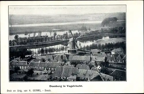 Ak Doesburg Gelderland Niederlande, In Vogelvlucht, Molen
