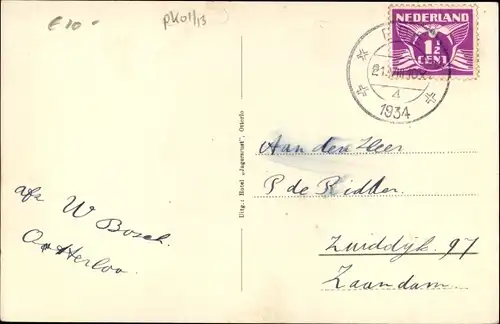 Ak Otterloo Otterlo Gelderland, Cafe-Pension Jagersrust