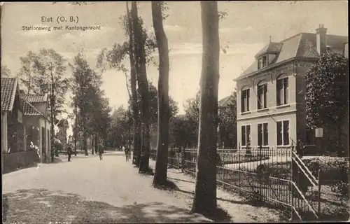 Ak Elst Gelderland Niederlande, Stationsweg met Kantongerecht
