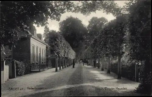 Ak Nederhemert Gelderland Niederlande, Allee, Haus, Pferd