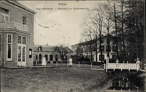 Ak Zetten Gelderland Niederlande, Asyl Steenbeek, Boerderij en Doctorswoning