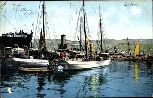 Ak Triest Trieste Friuli Venezia Giulia, Hafenpartie, Purger & Co Nr. 8089, Photochromie