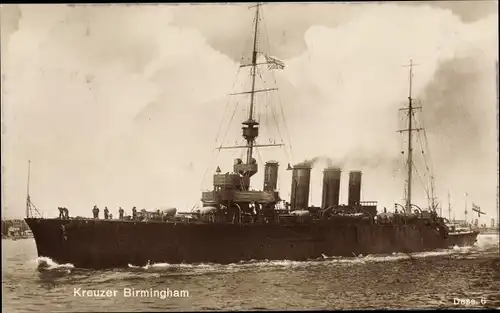 Ak Britisches Kriegsschiff, HMS Birmingham, Leichter Kreuzer