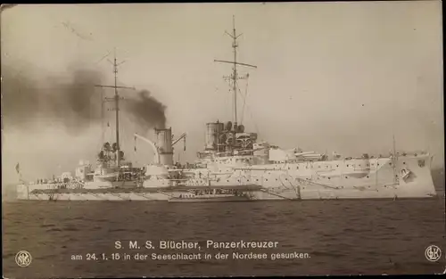 Ak Deutsches Kriegsschiff, SMS Blücher, Panzerkreuzer