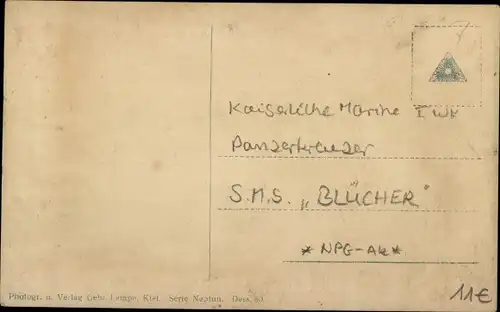 Ak Deutsches Kriegsschiff, SMS Blücher, Panzerkreuzer