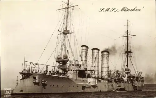 Ak Deutsches Kriegsschiff, SMS München, Kleiner Kreuzer, Kaiserliche Marine, MLC 3254