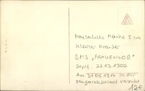 Ak Deutsches Kriegsschiff, SMS Frauenlob, Kleiner geschützter Kreuzer