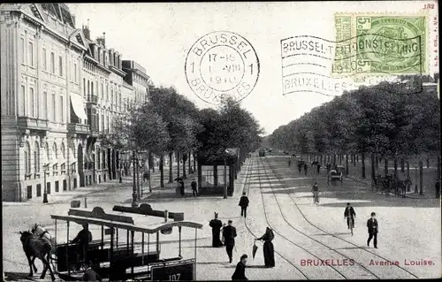 Ak Bruxelles Brüssel, Avenue Louise, Pferdestraßenbahn