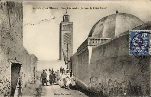 Ak Oudjda Oujda Marokko, Une Rue Arabe, Bureau de l'Etat Major