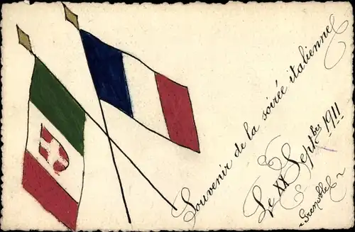 Handgemalt Ak Grenoble Isère, Souvenir de la soiree italienne 1911