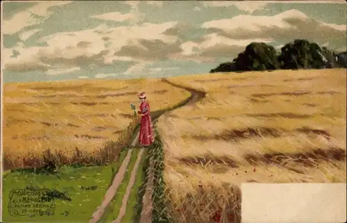 Ak Reklame, Chicoree a la Menagere, Chocolat, Duroyon et Ramette, Cambrai, Getreidefeld