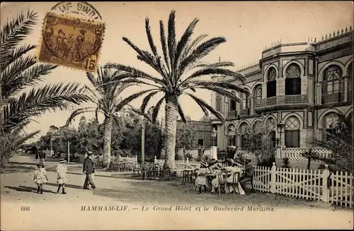 Ak Hammam Lif Tunesien,  Le Grand Hotel et le Boulevard Maritime