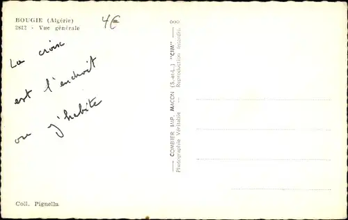 Ak Bougie Algerien, Vue generale