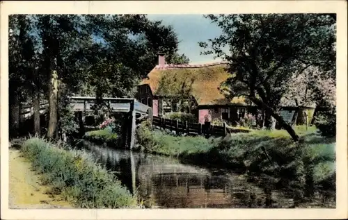 Ak Giethoorn Overijssel Niederlande, Kanal, Brücke, Haus