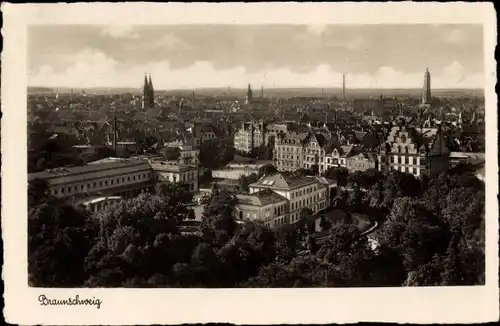 Ak Braunschweig in Niedersachsen, Panorama, Kirchturm