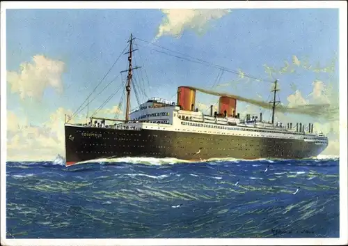 Ak Dampfschiff Columbus, Norddeutscher Lloyd Bremen, Ansicht Backbord