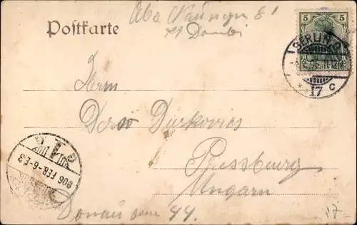 Mondschein Ak Gruß vom Bockbierfest, Betrunkene in der Stadt, Gebogene Häuser