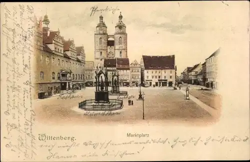 Ak Lutherstadt Wittenberg in Sachsen Anhalt, Marktplatz
