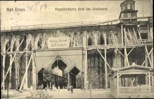 Ak Bad Elmen Salzelmen Schönebeck an der Elbe, Königl. Solbad, Hauptdurchgang durch das Gradirwerk