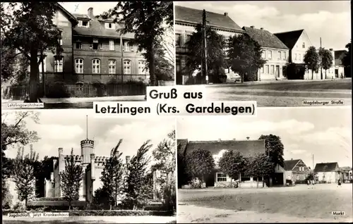 Ak Letzlingen Gardelegen Altmark, Lehrlingswohnheim, Markt, Magdeburger Straße, Jagdschloss