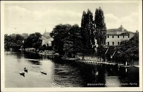 Ak Weißenfels an der Saale, Saale Partie, Ruderboote