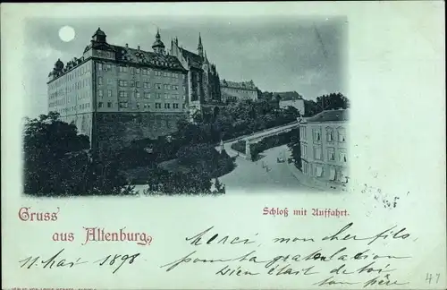 Mondschein Ak Altenburg Thüringen, Herzogliches Schloss