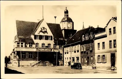 Ak Barby an der Elbe, Marktplatz mit Rathaus