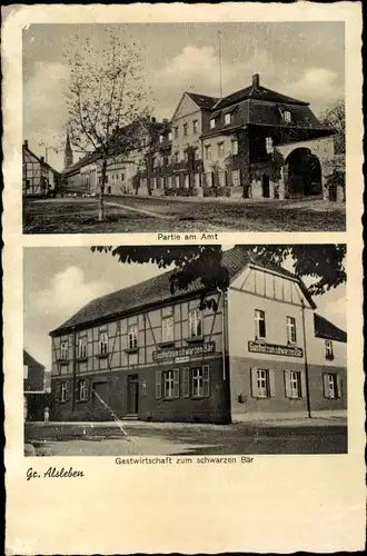 Ak Großalsleben Gröningen an der Börde, Partie am Amt, Gastwirtschaft zum schwarzen Bär