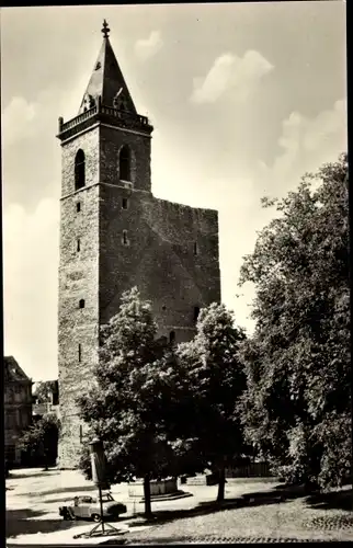 Ak Staßfurt im Salzlandkreis, Der schiefe Turm der St. Johanniskirche